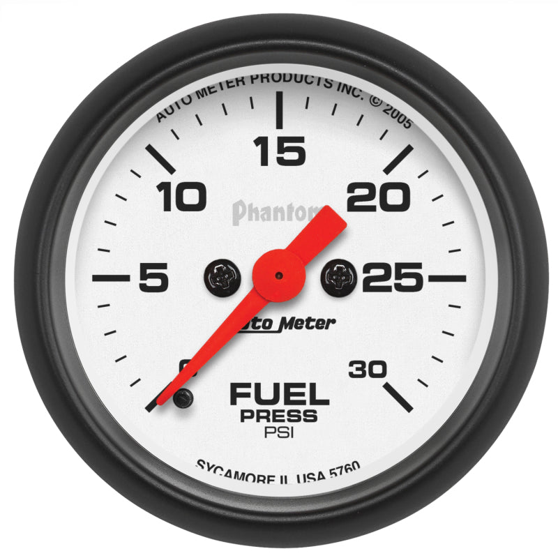 Autometer Phantom Fuel Pressure gauge 52mm 0-30 PSI Full Sweep Elec