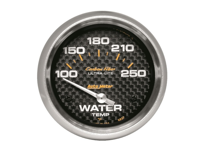 AutoMeter Gauge Water Temp 2-5/8in (66.7mm) 100-250F Electric Carbon Fiber