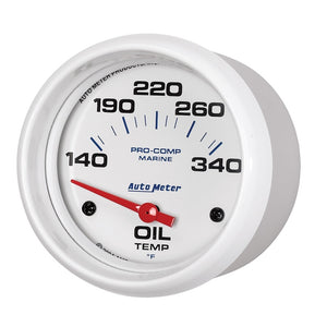 Autometer Marine White Air-Core Electric Oil Temperature Gauge 2-5/8in 140-300 Deg F