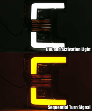 AlphaRex 17-19 Ford F-250 SD PRO-Series Proj Headlights Plank Style Chrome w/Activ Light/Seq Signal