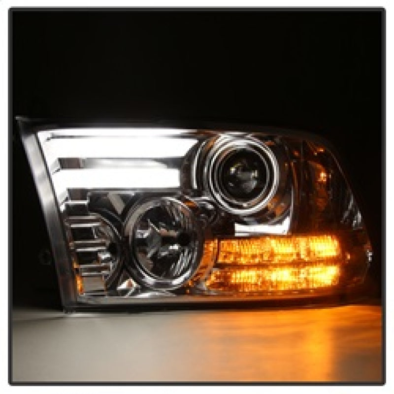 Spyder Dodge Ram 13-15 Projector Headlights Light Bar DRL Chrome PRO-YD-DR13-LBDRL-C