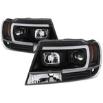 Spyder 99-04 Jeep Grand Cherokee Projector Headlights - Light Bar DRL LED - Black