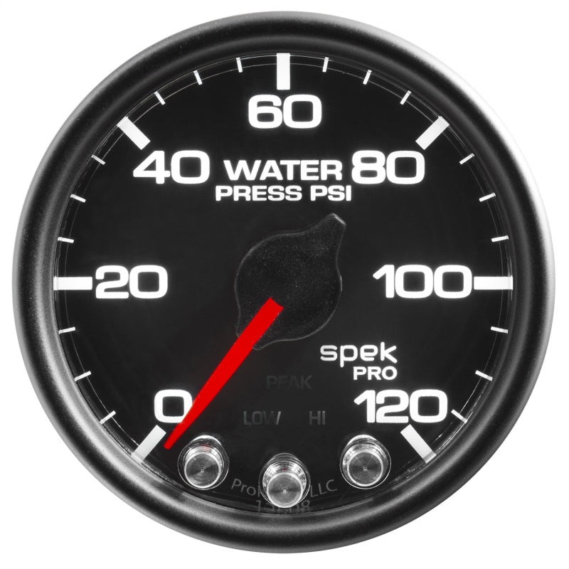 Autometer Spek-Pro Gauge Water Press 2 1/16in 120psi Stepper Motor W/Peak & Warn Blk/Blk