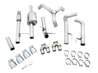 AWE Tuning 4th Gen GM 1500 5.3L 0FG Cat-Back Split Rear Exit (w/ Bumper Cutouts) - Quad Chrome Tips