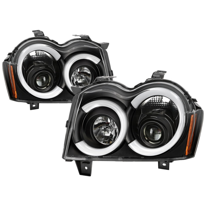 Spyder 05-07 Jeep Grand Cherokee - Light Bar Projector Headlights - Black - PRO-YD-JGC05V2-LB-BK