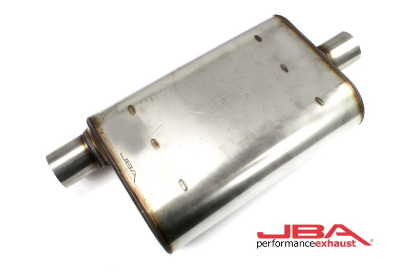 JBA Universal Chambered Style 304SS Muffler 13x9.75x4 2.5in Inlet Diameter Offset/Center