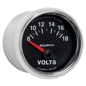 Autometer GS 52mm 8-18 Volts Short Sweep Electronic Voltmeter Gauge