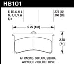 Hawk Wilwood SL AP Racing Outlaw .8 Inch Super-lite Brake Pad Set