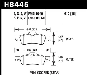 Hawk 02-08 Mini Cooper HT-10 Race Rear Brake Pads