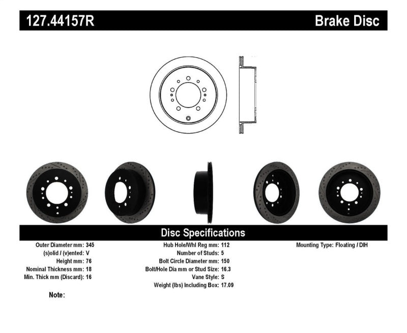 StopTech Slotted & Drilled Sport Brake Rotor