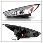 Spyder 15-18 Ford Focus Projector Headlights - Seq Turn Light Bar - Chrome PRO-YD-FF15-LBSEQ-C