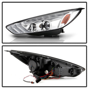 Spyder 15-18 Ford Focus Projector Headlights - Seq Turn Light Bar - Chrome PRO-YD-FF15-LBSEQ-C