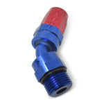 Russell Performance -10 AN Red/Blue Male SAE Port to -8 Hose 90 Degree (-10 Port 7/8in-14 Thread)