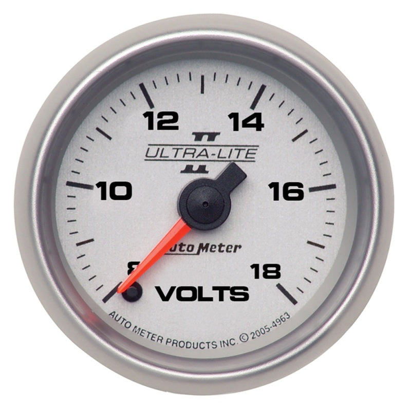 Autometer Ultra-Lite II 52mm 18 Volt Digital Stepper Motor Voltmeter