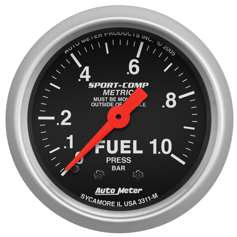 Autometer Sport-Comp 52mm 0-1.0 Bar Fuel Pressure Mechanical Gauge