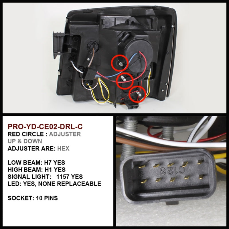 Spyder Cadillac Escalade 02-06 Projector Halogen Model- LED Halo DRL Chrm PRO-YD-CE02-DRL-C