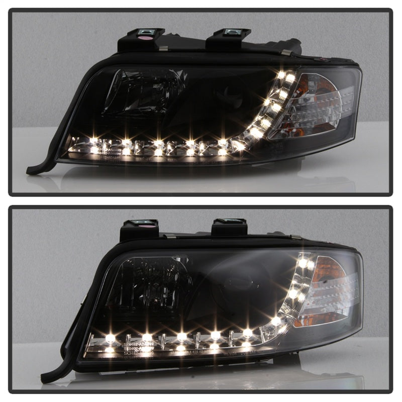 Spyder Audi A6 02-04 Projector Headlights Halogen Model Only - DRL Black PRO-YD-ADA601-DRL-BK