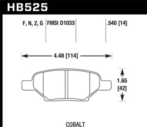 Hawk 05-10 Chevrolet Cobalt SS / 07-10 Pontiac G5 / 05-10 Pontiac G6 DTC-60 Race Rear Brake Pads