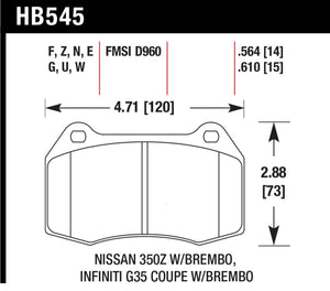 Hawk DTC-80 03-09 Nissan 350Z w/Brembo Brakes Front Race Brake Pads