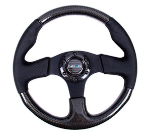 NRG Carbon Fiber Steering Wheel (315mm) Leather Trim w/Black Stitching