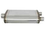 aFe MACHForce XP SS Muffler 3in Center Inlet / 2.5in Dual Outlets 22in L x 11in W x 6in H Body