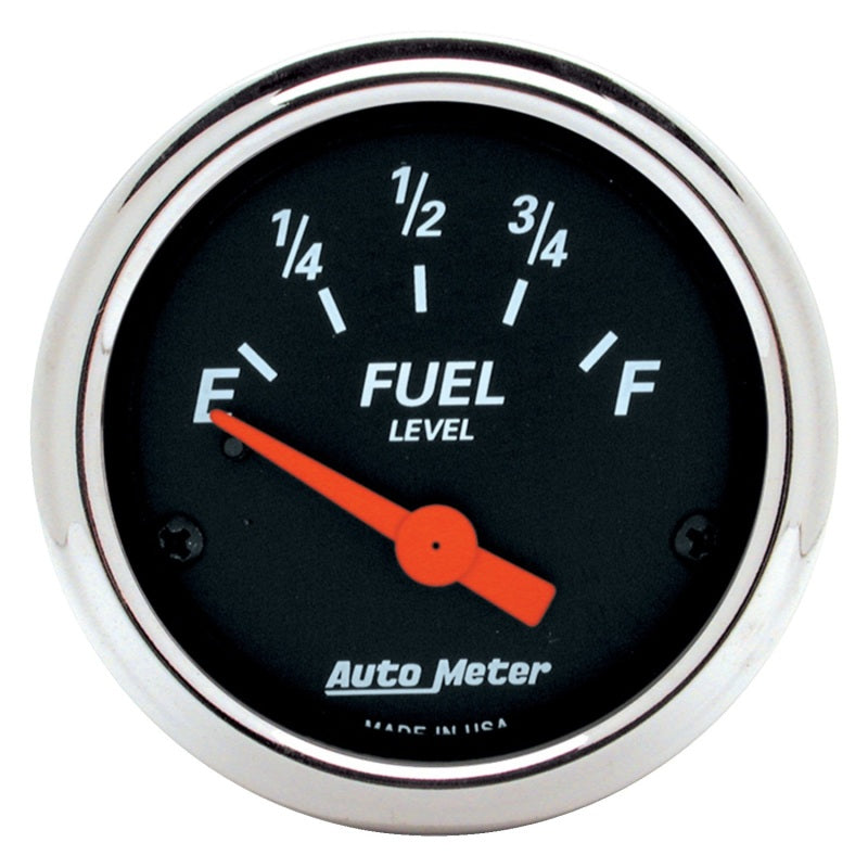 AutoMeter Gauge Fuel Level 2-1/16in. 0 Ohm(e) to 30 Ohm(f) Elec Designer Black