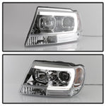 Spyder 99-04 Jeep Grand Cherokee Projector Headlights - Light Bar DRL LED - Chrome