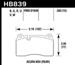 Hawk 2017 Acura NSX DTC-60 Race Rear Brake Pads