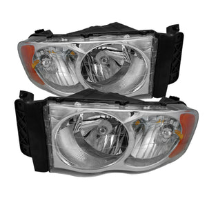 Xtune Dodge Ram 1500 02-05 Amber Crystal Headlights Chrome HD-JH-DR02-AM-C