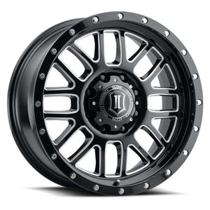 ICON Alpha 20x9 6x135 16mm Offset 5.625in BS Gloss Black Milled Spokes Wheel