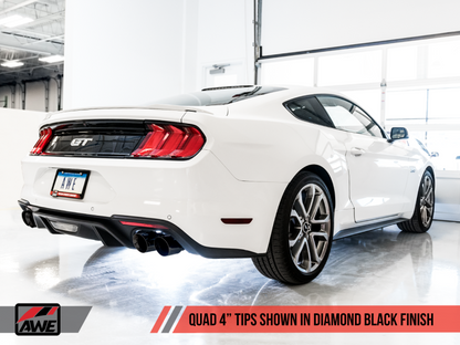 AWE Tuning 2018+ Ford Mustang GT (S550) Cat-Back Exhaust - Track Edition (Quad Diamond Black Tips)