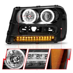 ANZO 2002-2009 Chevrolet Trailblazer Projector Headlights w/ Halo Black