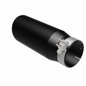 MagnaFlow Tip Stainless Black Coated Single Double Round Single Outlet 5in Dia 4in Inlet 13in L