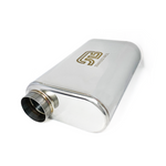 Stainless Bros 2.5in x 17in OAL SS304 Thin Oval Muffler (2.5in Offset In / 2.5in Offset Out)