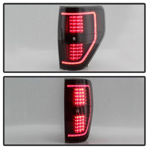 xTune 09-14 Ford F-150 Light Bar LED Tail Lights - Black Smoke (ALT-JH-FF15009-LBLED-BSM)