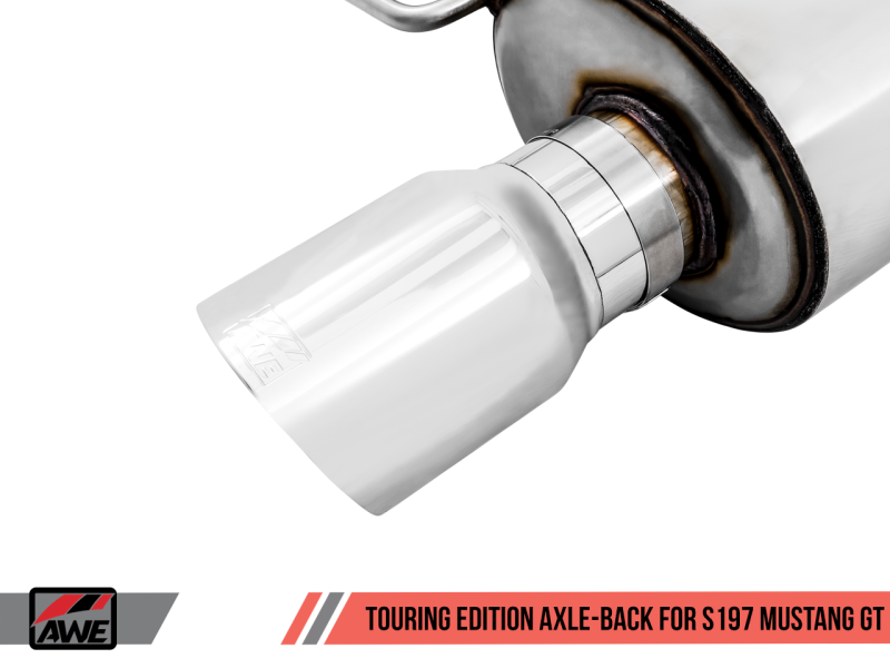 AWE Tuning S197 Mustang GT Axle-Back Exhaust - Touring Edition (Chrome Silver Tips)