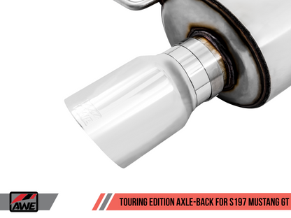 AWE Tuning S197 Mustang GT Axle-Back Exhaust - Touring Edition (Chrome Silver Tips)