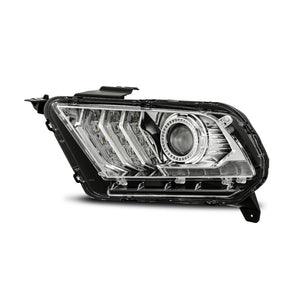 AlphaRex 10-12 Ford Mustang PRO-Series Projector Headlights Plank Style Chrome w/Top/Bottom DRL