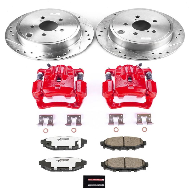 Power Stop 10-14 Subaru Legacy Rear Z26 Street Warrior Brake Kit w/Calipers