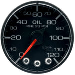 Autometer Spek-Pro Gauge Oil Press 2 1/16in 120psi Stepper Motor W/Peak & Warn Blk/Blk