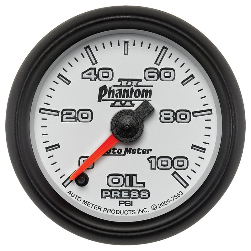 Autometer Phantom II 52mm Full Sweep Electronic 0-100 PSI Oil Pressure Gauge