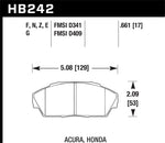 Hawk Acura Integra/Legend / Honda Accord/Civic/Prelude Blue 9012 Race Front Brake Pads