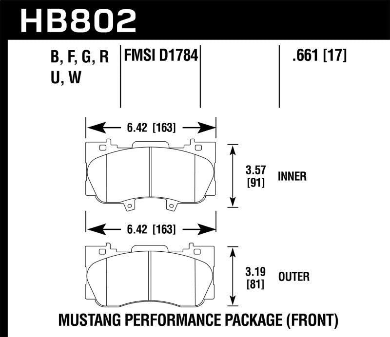 Hawk 15-17 Ford Mustang GT DTC-30 Race Front Brake Pads