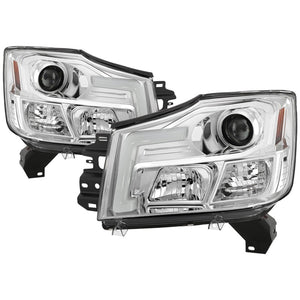 Spyder 04-15 Nissan Titan / 04-07 Nissan Armada V2 Projector Headlights - Chrome PRO-YD-NTI04-DRL-C