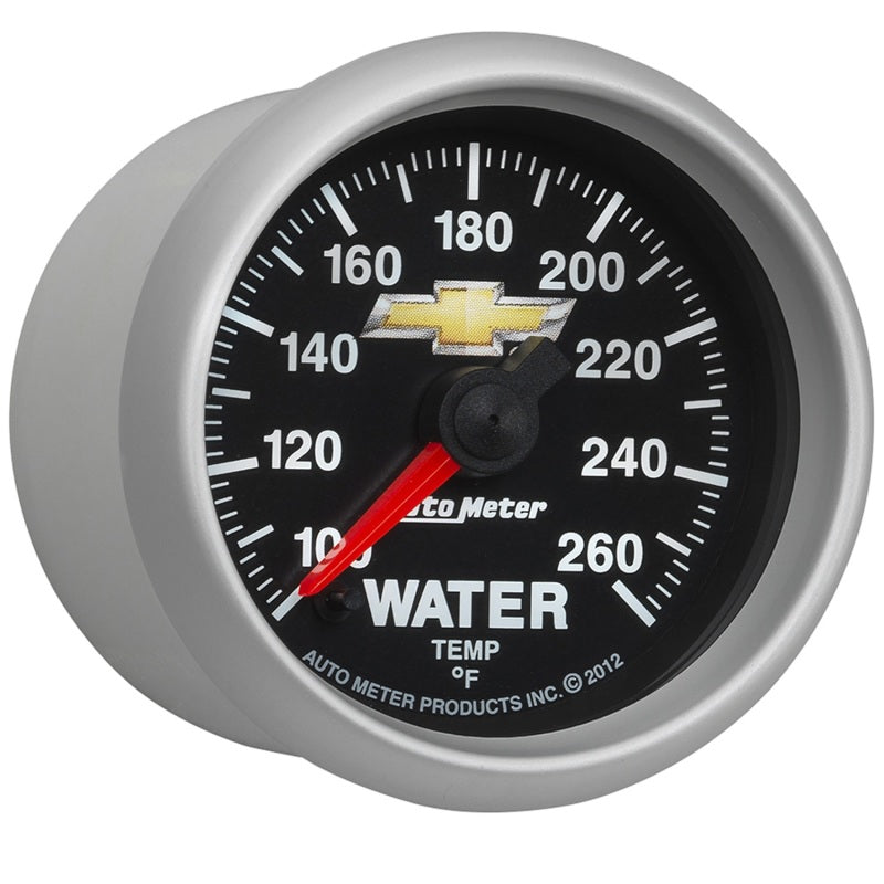 AutoMeter Gauge Water Temp 2-1/16in. 100-260 Deg. F Digital Stepper Motor Chevy Gold Bowtie