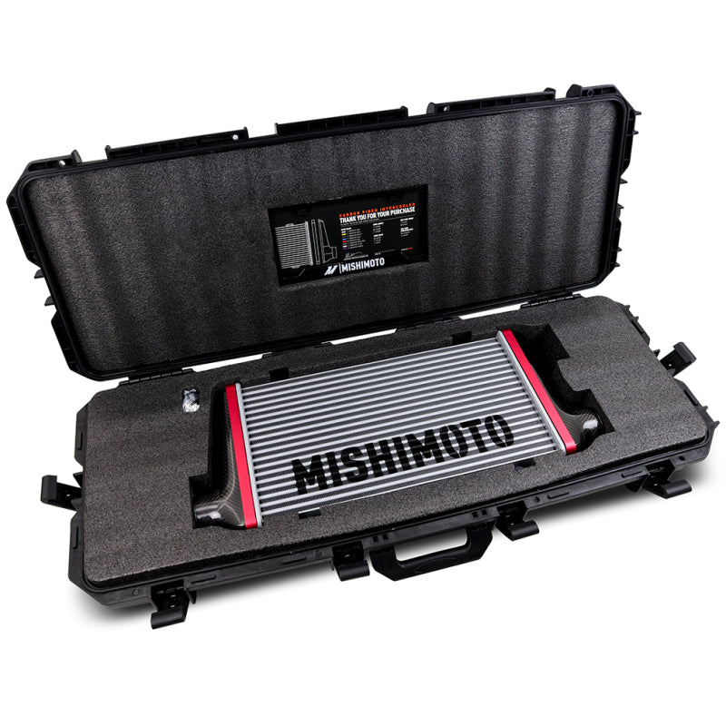 Mishimoto Universal Carbon Fiber Intercooler - Gloss Tanks - 525mm Black Core - S-Flow - GR V-Band