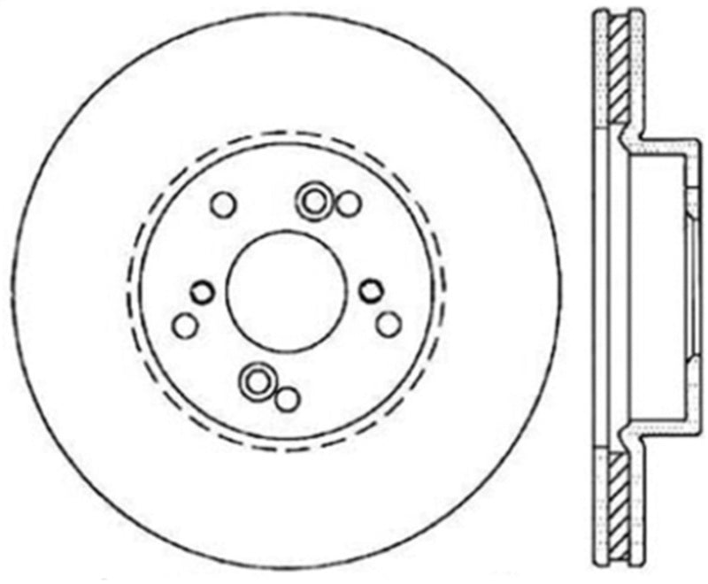 StopTech 99-08 Acura TL Sport Slotted/Drilled Front Right Cyro Rotor