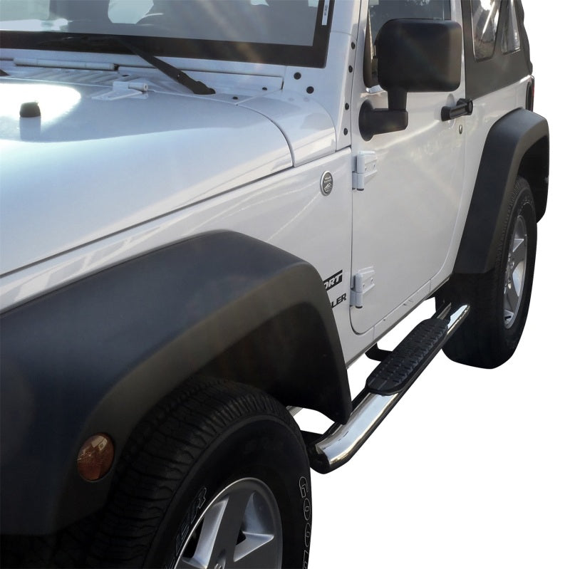 Westin 2007-2017 Jeep Wrangler 2dr PRO TRAXX 4 Oval Nerf Step Bars - SS