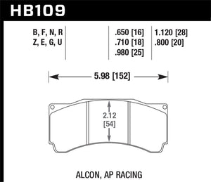 Hawk AP Racing/Alcon 29mm DTC-70 Race Rear Brake Pads