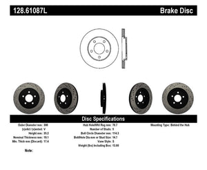 StopTech 05-10 Ford Mustang V6/4.0L / GT V8/4.6L Cross Drilled Left Rear Rotor